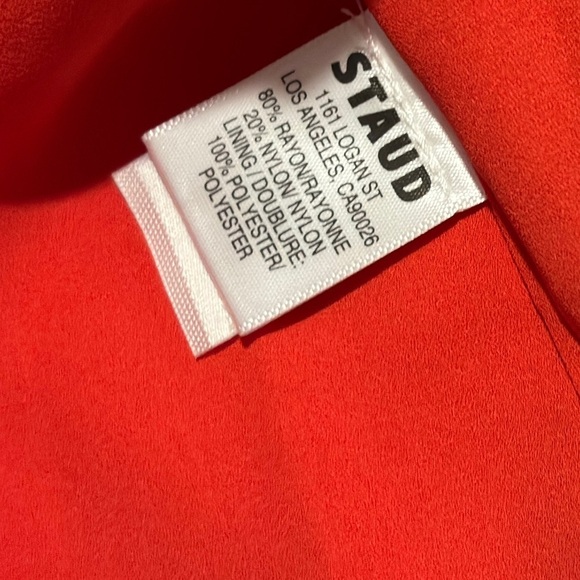 STAUD Gianna Front Keyhole Maxi Dress Ribbed Strappy cutout Papaya orange 14 - Picture 12 of 14